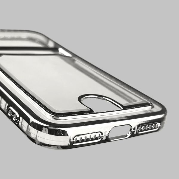 Чехол для Apple iPhone Xs с серебряной окантовкой с карманом для карт на айфон Хс серебряный 0013190 фото