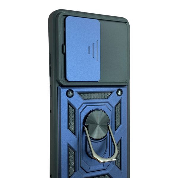 Чехол со шторкой камеры для Motorola G86 Power 5G синий (противоударный, кольцо в авто) 0059856 фото