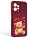 Чохол силіконовий Soft Touch з 3D принтом милий ведмедик для Xiaomi Redmi Note 12 4G бордовий (Повний захист камери) 0044861 фото 1