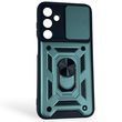 Чехол противоударный для Samsung Galaxy M35 5G (M356B) с магнитной пластиной со шторкой на камере зеленый