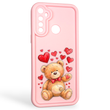 Чохол силіконовий оригінальний Soft Touch з 3D принтом милий ведмедик для Realme C3 рожевий (Повний захист камери)