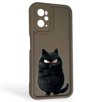Чохол силіконовий Soft Touch з 3D принтом злого кота для OPPO A76 коричневий (Повний захист камери) 0047190 фото