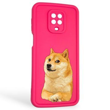 Чехол силиконовый оригинальный Soft Touch с 3D принтом мема сибу для Xiaomi Redmi Note 9s малиновый (Полная защита камеры) 0048004 фото