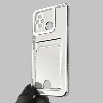 Чехол для Xiaomi Redmi 12C с серебряной окантовкой с карманом для карт на сяоми редми 12с серебряный 0013125 фото