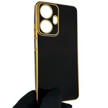 Чехол для Realme C55 с защитой камеры с золотой окантовкой на реалми с55 черный gs1 0019650 фото
