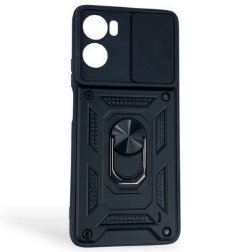 Чехол противоударный для Motorola G06 с магнитной пластиной со шторкой на камере черный 0050602 фото