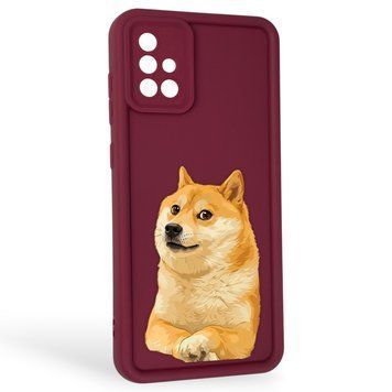 Чехол силиконовый Soft Touch с 3D принтом мема сибу для Samsung Galaxy A71 (SM-A715F) бордовый (Полная защита камеры) 0048111 фото