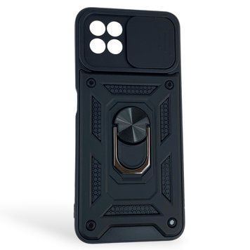 Чехол противоударный для Realme 8i с магнитной пластиной со шторкой на камере черный 0050635 фото