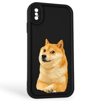 Чехол силиконовый Soft Touch с 3D принтом мема сибу для Apple iPhone Xs Max черный (Полная защита камеры) 0048276 фото