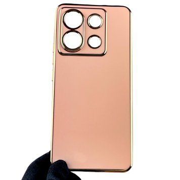 Чехол для Xiaomi Redmi Note 13 Pro 5G с золотой окантовкой защитой камеры на сяоми редми нот 13 про 5г розовый 0008406 фото