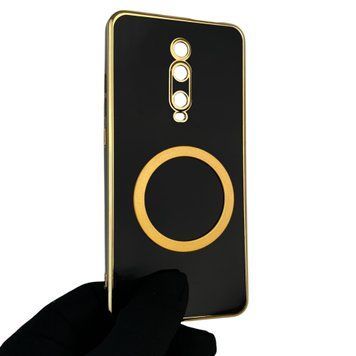 Чохол для Xiaomi Mi 9T з кільцем MagSafe із золотою окантовкою на сяомі мі 9т чорний gs1 0022515 фото