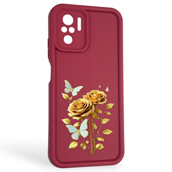 Чохол силіконовий Soft Touch з 3D принтом жіночим для Xiaomi Redmi Note 10 бордовий (Повний захист камери) 0043021 фото