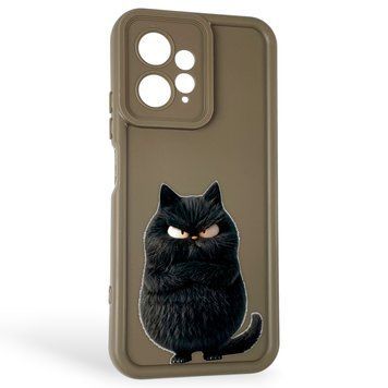 Чохол силіконовий оригінальний Soft Touch з 3D принтом злого кота для Xiaomi Redmi Note 12 4G коричневий (Повний захист камери) 0046817 фото
