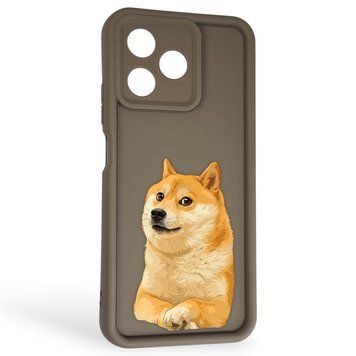 Чехол силиконовый Soft Touch с 3D принтом мема сибу для Realme Note 50 коричневый (Полная защита камеры) 0048226 фото