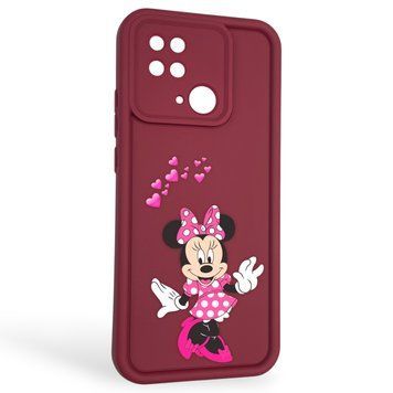 Чехол силиконовый оригинальный Soft Touch с 3D принтом волшебной минни маус для Xiaomi Redmi 10C бордовый (Полная защита камеры) 0049925 фото