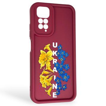 Чехол силиконовый Soft Touch с 3D принтом для Xiaomi Redmi Note 11s бордовый (Полная защита камеры) 0042308 фото