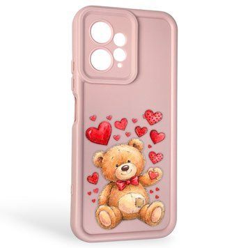 Чохол силіконовий Soft Touch з 3D принтом милий ведмедик для Xiaomi Redmi Note 12 4G рожевий (Повний захист камери) 0044862 фото