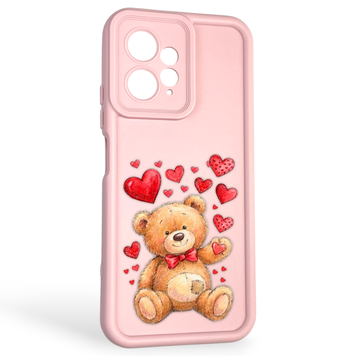 Чехол силиконовый оригинальный Soft Touch с 3D принтом милый мишка для Xiaomi Redmi Note 12 4G пудровый (Полная защита камеры) 0043820 фото