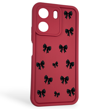 Чехол силиконовый Soft Touch с 3D принтом для Xiaomi Redmi 13C бордовый (Полная защита камеры) 0040707 фото