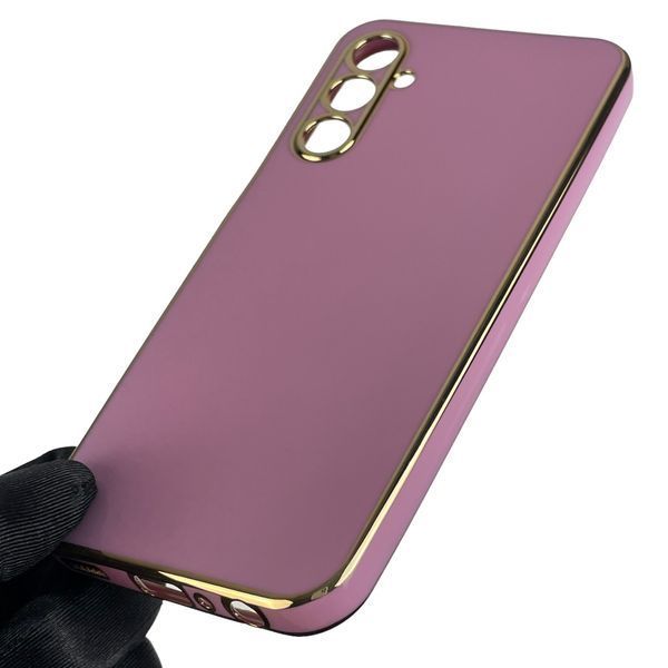 Чехол для Samsung Galaxy A24 (SM-A245F) с золотой окантовкой с защитой камеры на самсунг а24 сиреневый 0008277 фото