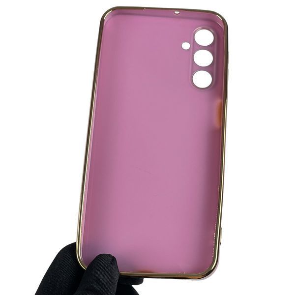 Чехол для Samsung Galaxy A24 (SM-A245F) с золотой окантовкой с защитой камеры на самсунг а24 сиреневый 0008277 фото