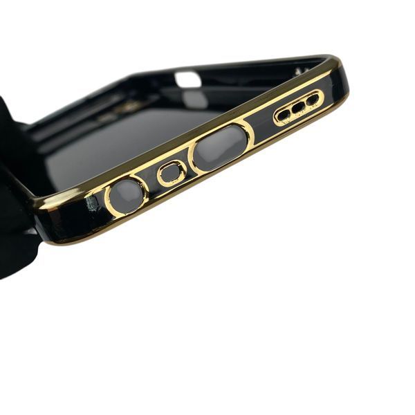 Чохол для OPPO A16S глянцевий з кільцем MagSafe із золотою окантовкою на оппо а16с чорний gs1 0022725 фото