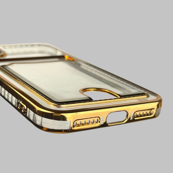 Чохол для Apple iPhone Xs із золотою окантовкою з кишенькою для карток на айфон Хс золотий 0013191 фото