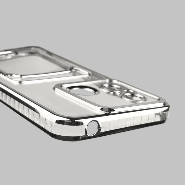 Чохол для Xiaomi Redmi 12C зі срібною окантовкою з кишенькою для карток на сяомі редмі 12с срібний 0013125 фото