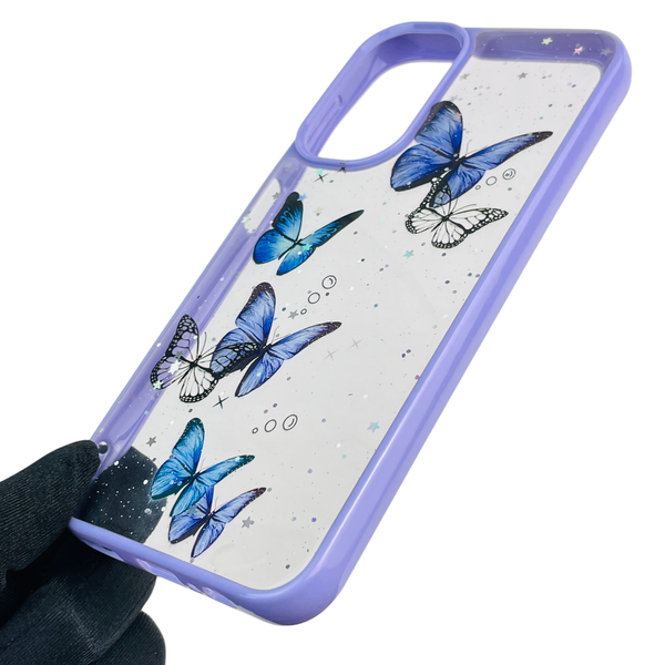 Чохол для Samsung Galaxy A14 5G (SM-A146) з блискітками з метеликами на самсунг а14 5г бузковий 0037841 фото