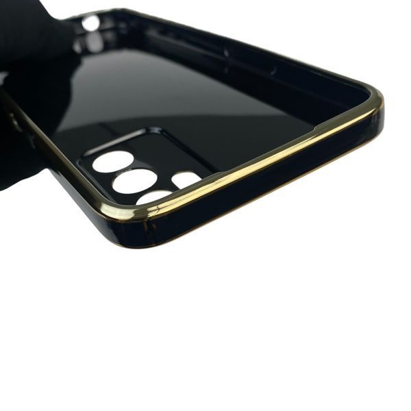 Чохол для OPPO A16S глянцевий з кільцем MagSafe із золотою окантовкою на оппо а16с чорний gs1 0022725 фото