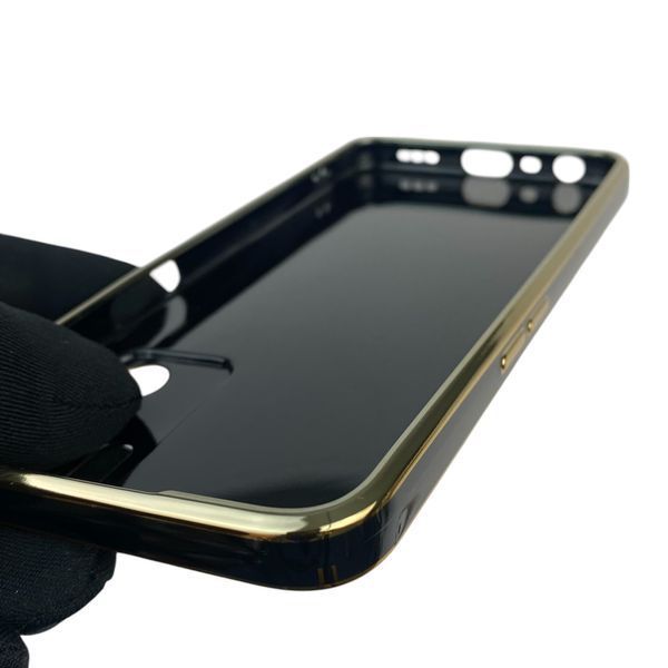 Чохол для OPPO A16S глянцевий з кільцем MagSafe із золотою окантовкою на оппо а16с чорний gs1 0022725 фото