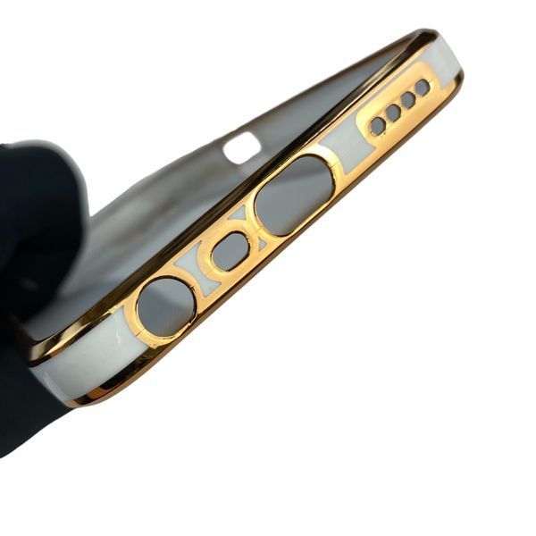 Чохол для Realme C35 з кільцем-підставкою із золотою окантовкою на реалмі с35 білий gs1 0020518 фото