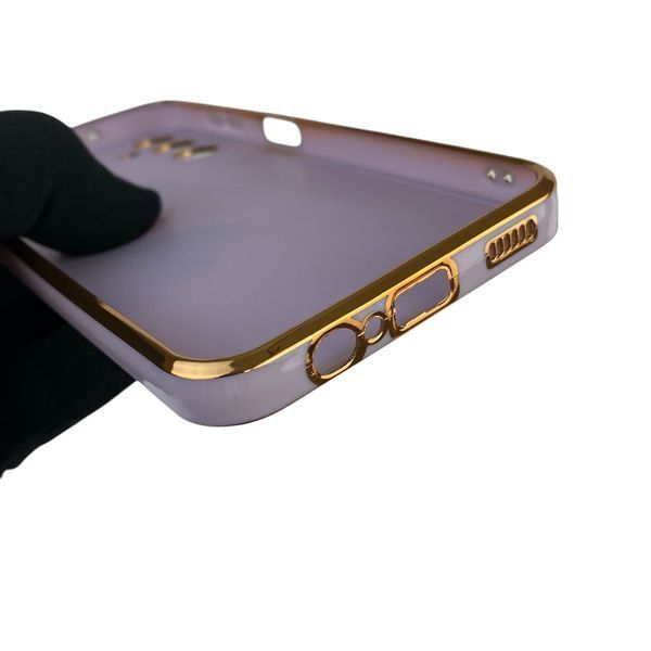 Чехол для Samsung Galaxy A14 4G SM-A145F с кольцом MagSafe с золотой окантовкой на самсунг а14 сиреневый gs1 0022331 фото