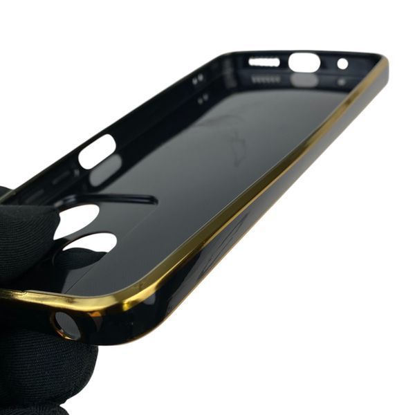 Чохол для Xiaomi POCO M6 4G із захистом камери із золотою окантовкою на сяомі поко м6 чорний gs1 0020319 фото