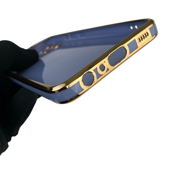 Чехол для Samsung Galaxy A32 4G SM-A325F с кольцом-подставкой с золотой окантовкой на самсунг а32 синий gs1 0020619 фото