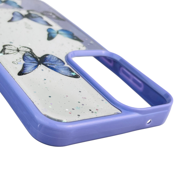 Чехол для Samsung Galaxy S23 FE (SM-S711) с блёстками с бабочками на самсунг с23 фе сиреневый 0037690 фото