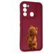 Чехол силиконовый Soft Touch с 3D принтом смешного теда мишки для Tecno Spark Go (KG5m) бордовый (Полная защита камеры) 0049472 фото 1