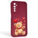 Чехол силиконовый Soft Touch с 3D принтом милый мишка для Realme 6s бордовый (Полная защита камеры) 0044917 фото 1