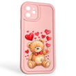 Чехол силиконовый оригинальный Soft Touch с 3D принтом милый мишка для Apple iPhone 12 розовый (Полная защита камеры)