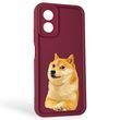 Чехол силиконовый Soft Touch с 3D принтом мема сибу для OPPO A18 4G (CPH2591) бордовый (Полная защита камеры) 0048277 фото