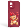 Чохол силіконовий оригінальний Soft Touch з 3D принтом милий ведмедик для Xiaomi Poco M5s бордовий (Повний захист камери) 0043764 фото