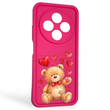 Чехол силиконовый оригинальный Soft Touch с 3D принтом милый мишка для Xiaomi Redmi 14C малиновый (Полная защита камеры) 0043696 фото