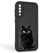 Чехол силиконовый оригинальный Soft Touch с 3D принтом злой котик для Samsung Galaxy A30s (SM-A307F) черный (Полная защита камеры)
