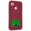 Чехол силиконовый Soft Touch с 3D принтом Майнкрафт для Xiaomi Redmi 9C бордовый (Полная защита камеры)