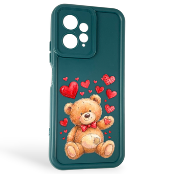 Чохол силіконовий оригінальний Soft Touch з 3D принтом милий ведмедик для Xiaomi Redmi Note 12 4G темно-зелений (Повний захист камери) 0043821 фото