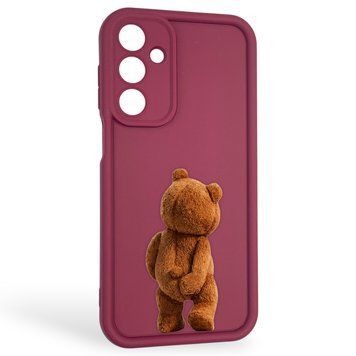 Чохол силіконовий оригінальний Soft Touch з 3D принтом кумедний тед ведмідик для Samsung Galaxy A16 5G (SM-A166) бордовий (Повний захист камери) 0048589 фото