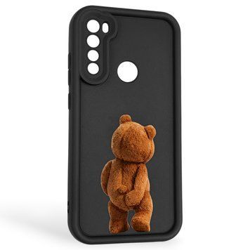 Чехол силиконовый оригинальный Soft Touch с 3D принтом смешного теда мишки для Xiaomi Redmi Note 8 черный (Полная защита камеры) 0049091 фото