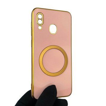 Чехол для Samsung Galaxy M22 4G SM-M225F с кольцом MagSafe с золотой окантовкой на самсунг м22 пудровый gs1 0022835 фото
