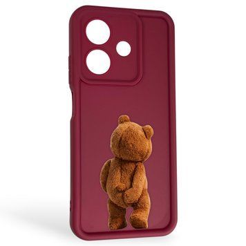 Чохол силіконовий Soft Touch з 3D принтом кумедний тед ведмідик для Oppo A3 бордовий (Повний захист камери) 0049143 фото