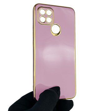 Чехол для OPPO A15 с защитой камеры с золотой окантовкой на оппо а15 черничный gs1 0019547 фото